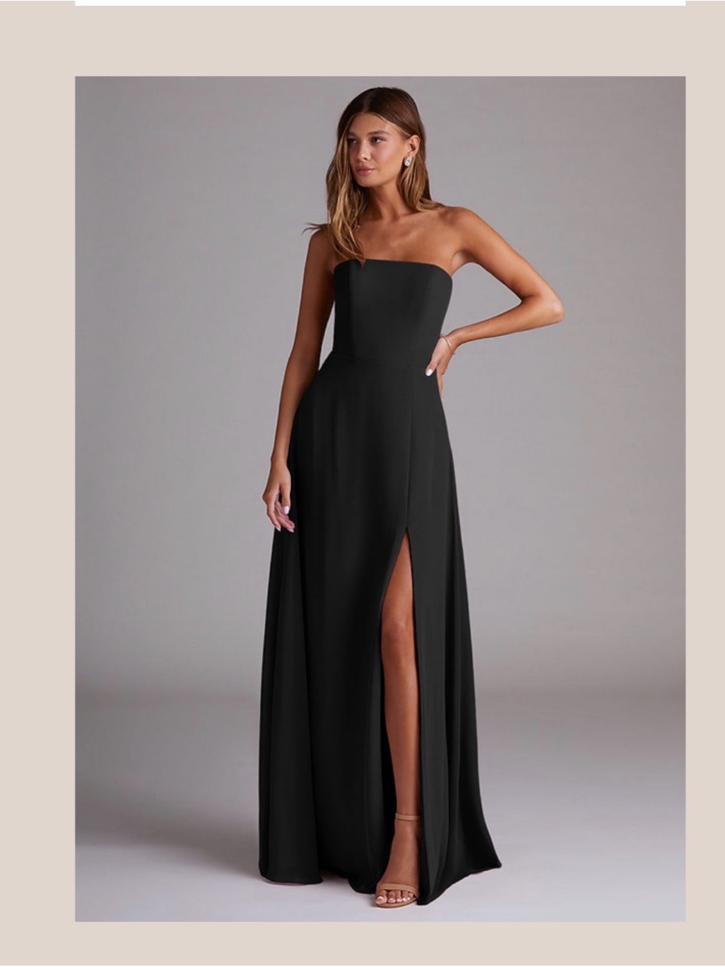 Azazie Strapless Black Formal Gown With Front Slit